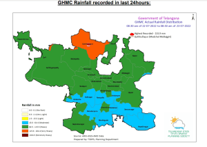 Hyderabad GHMC recorded rainfall in the last 24 hours. (TSDPS website)
