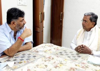 KPCC President DK Shivakumar at Siddaramaiah's residence in Bengaluru. File photo (Supplied)