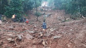 Scene of a landlside occured during early morning on Wednesday at Kanichar near Kannur. Photo by K B Jayachandran.