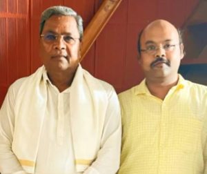 Siddaramaiah with his son and Varuna MLA Dr Yathindra Siddaramaiah 