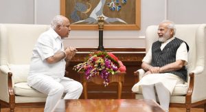 BS Yediyurappa meets Prime Minister Narendra Modi at New Delhi after his elevation to BJP Parliamentary Board. 26 August 2022. (Supplied)