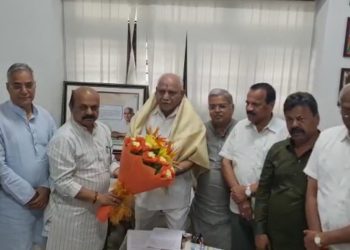 Karnataka BJP leaders congratulate Yediyurappa on becoming a member of BJP Parliamentary board. (South First)