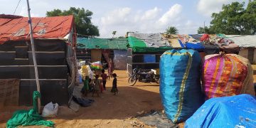 Shanties where the Rohingyas live in Bandlaguda