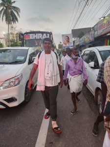 Sarvan Kumar Gurjar from Rajasthan walking in Bharat Jodo Yatra as a Bharat Yatri intends to cover the whole stretch. South First/Anusha Ravi Sood.