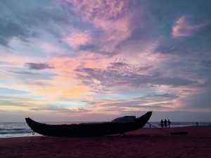 A shore seine boat on St Andrews beach, Thiruvananthapuram 