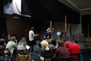 Students, including Ayuesh, attending Demo with Painter Jordan Sokolat Florence Academy of Art. (Supplied)