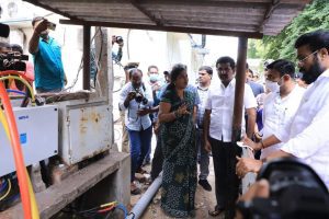 Health Minister Dr K Sudhakar and District Incharge minister B Sriramulu at Ballari's VIMS Hospital 