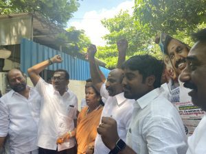 Supporters of E Palaniswami celebrate at his residence in Chennai. (South First)