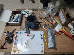 Materials used by students for atelier. (Ajay Tomar/South First)