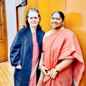 Dasari Anasuya with Sonia Gandhi