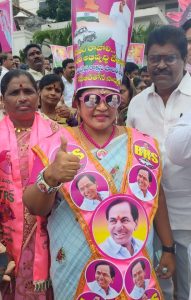 Saraswati adorning KCR merchandise.