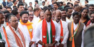 Komatireddy Rajagopal Reddy at his nomination rally in Munugode on Monday, 10 October, 2022. (Supplied)