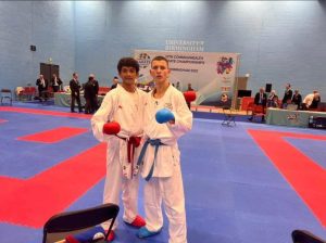 Karthik with his opponent from Cyprus in the finals. (Supplied)