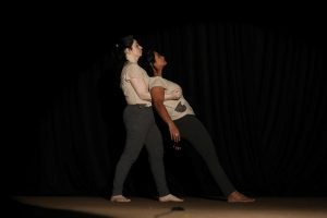 Nenita Praveen and Pallavi Verma performing physical theatre 