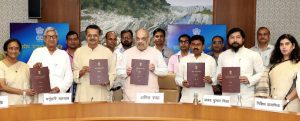 Union Home Minister Amit Shah and other members of the Parliamentary Committee on Official Language in New Delhi on 7 April, 2022. (Supplied)