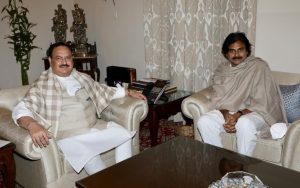 Jana Sena chief Pawan Kalyan with BJP President JP Nadda