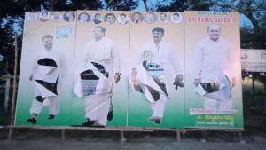 Posters put up by Congress for Bharat Jodo Yatra vandalised in Chamarajanagara. (Twitter: INCIndia)