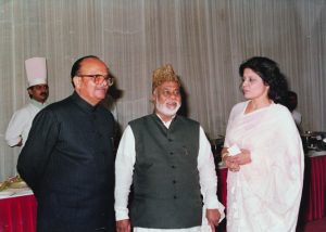 Nafees Fazal with Arjun Singh and Jaffer Sharief at an iftar party hosted by Singh at his residence in New Delhi in 1994 